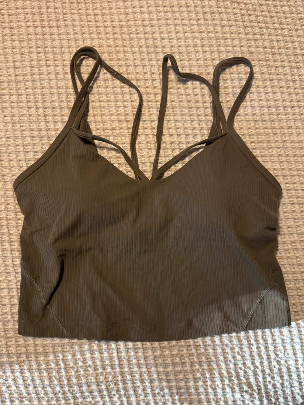 Lululemon Women’s Strappy Ribbed Crop Top - Olive Green